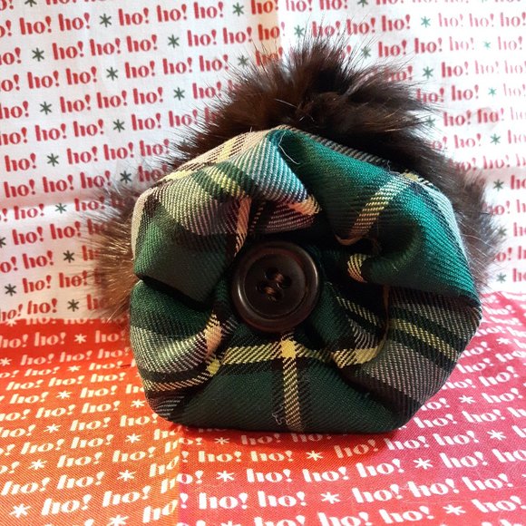 Tartan Teddy Bear Christmas Ornament - Genuine Fur - Muskrat - Picture 5 of 5